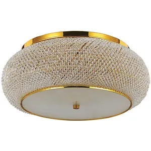 Comparateur de prix : Ideallux Ideal Lux plafonnier Pasha, doré, cristal, Ø 55 cm