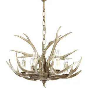 Chalet - Lustre à 6 ampoules, brun clair, E14 - Ideal Lux pas cher