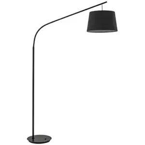 Comparateur de prix : Ideallux Lampadaire arqué Daddi, abat-jour en tissu, noir