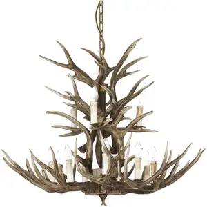 Chalet - Lustre à 12 ampoules, brun clair, E14 - Ideal Lux pas cher