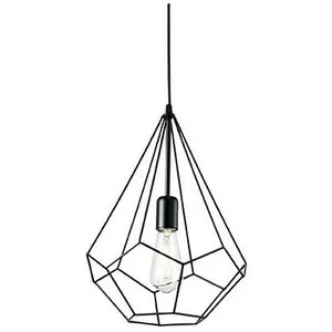 Ideal lux ampolla - plafonnier à 1 lumière, style cage noir mat, e27