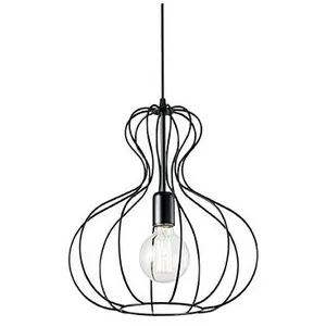 Comparateur de prix : Ideal Lux - Ampolla - Plafonnier à 1 lumière, style cage noir mat, E27