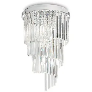 Ideal Lux Plafonnier Chrome en cristal CARLTON 8 ampoules