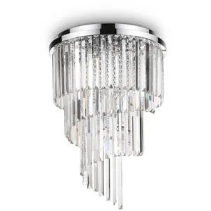 Ideal Lux Plafonnier Chrome en cristal CARLTON 12 ampoules