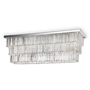 IDEAL LUX Plafonnier Chrome en cristal MARTINEZ 8 ampoules