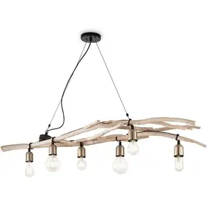 IDEAL LUX Suspension Bois DRIFTWOOD 6 ampoules