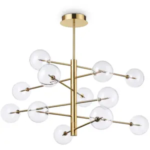 Ideallux Ideal Lux Suspension Equinoxe 12 lampes laiton verre clairVendu paramazon