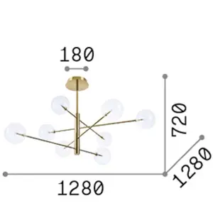 Ideal-Lux Equinoxe Suspension à 8 sources lumineuses, G4, 275178,