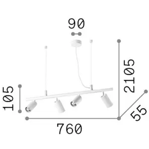 Ideallux Ideal Lux Suspension Dynamite laiton/noir métal 4 lampes pas cher