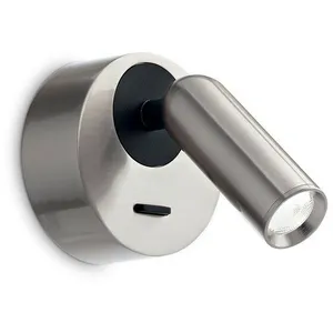 Ideal Lux - Liseuse ronde décorative à del nickel, 3000K 3,5W pas cher