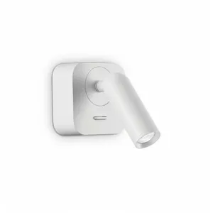 Comparateur de prix : IDEAL LUX Applique avec liseuse Bean Verre,métal blanc 1 ampoule 8,5cm