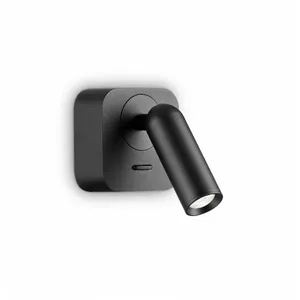 IDEAL LUX Applique avec liseuse Bean Verre,métal Noir 1 ampoule 8,5cm pas cher