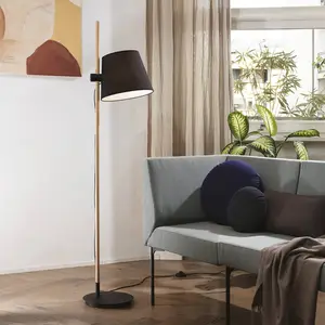 Comparateur de prix : Ideallux Ideal Lux Axel lampadaire avec bois, noir/naturel