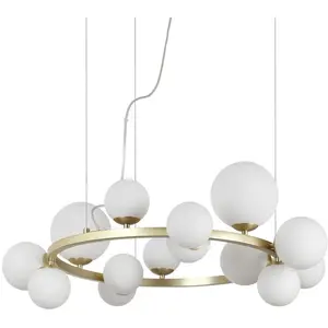Comparateur de prix : Ideallux Ideal Lux Perlage Suspension laiton/blanc 14flg Ø 85 cm