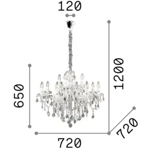 Ideallux Ideal Lux Lustre Florian couleur chrome, cristal, 12flg. pas cher