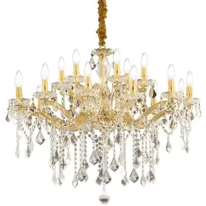 Comparateur de prix : Ideal Lux Suspension dorée en cristal florian 18 ampoules
