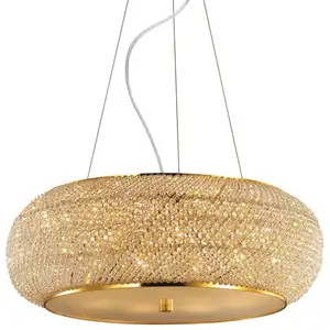 Pasha' - Plafonnier à 10 ampoules en or avec cristaux, E14 - Ideal Lux