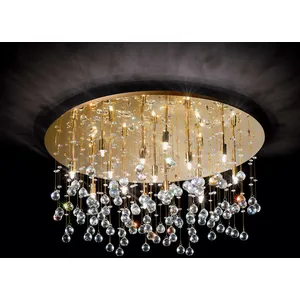 Plafonnier Doré en cristal MOONLIGHT 15 ampoules