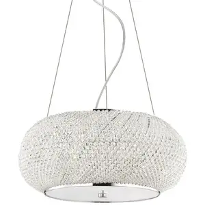 Suspension LED intégré Pasha Verre,cristal,métal Chrome 6 ampoules 28c...