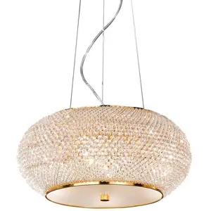 Pasha' - Pendentif à 6 ampoules or avec cristaux, E14 - Ideal Lux