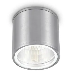 Gun - Plafonniers montés en surface à 1 lumière en aluminium, chrome poli IP44, GU10 - Ideal Lux pas cher