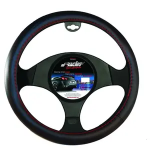 Comparateur de prix : Simoni Racing Couvre-Volant Red Seam - Eco-Cuir Noir + Couture Rouge - 37-39cm