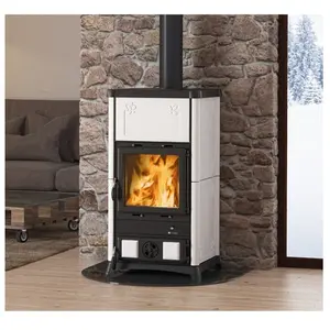 Poêle à bois raccordable en céramique - la Nordica Fedora 8.3 kW Blanc pas cher