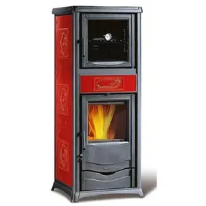 Poêle à bois avec four raccordable - la Nordica Rossella Plus Forno Evo 9.1 kW Bordeaux pas cher