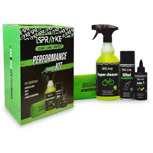 Sprayke Kit Performance pour le Nettoyage et l'Entretien de Vélo: Cleaner, Lube, Siltel et Chiffon pas cher