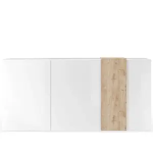Comparateur de prix : Vente-Unique 3S. x Home Commode 3 portes Blanc lacqué brillant chene