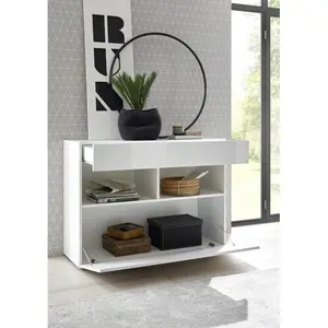 3S. x Home Buffet 1 tiroir et 1 abattant SORANO blanc pas cher