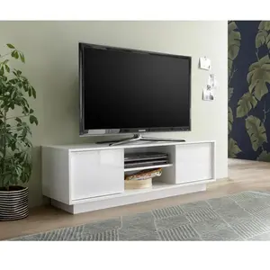 Lc Spa 3S. x Home Meuble TV 2 portes ICE laqué blanc brillant pas cher