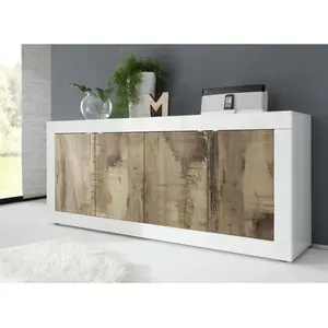 Comparateur de prix : 3S. x Home Buffet 4 portes BASIC blanc et décor chene pero
