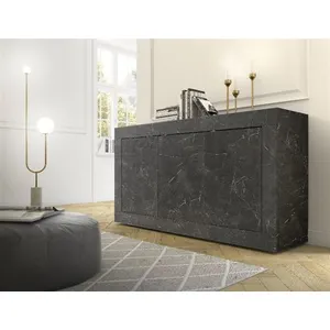 CALICOSY Buffet 3 portes - L160 cm - 160 cm X 42 cm X 85,8 cm - INITIAL - Noir pas cher