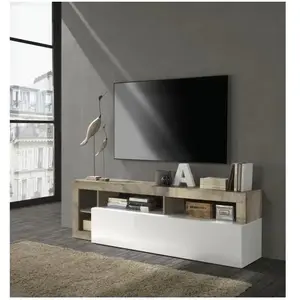 Comparateur de prix : Maestro Meuble tv sefro - 1 porte et 4 niches - blanc laqué et chêne 20903001P