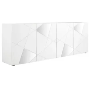 3S. x Home Buffet 4 portes VITTORIA blanc laqué avec sérigraphieVendu parvente-unique