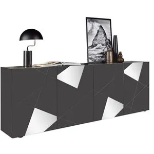 3S. x Home buffet 4 portes gris foncé pas cher