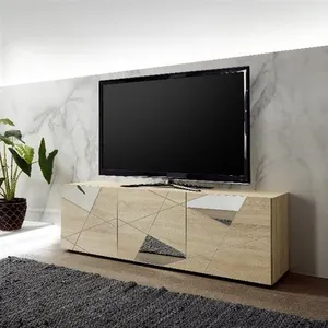 3S. x Home Meuble TV 3 portes beige pas cher