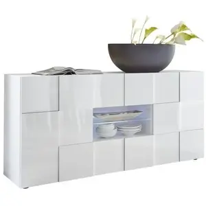 Comparateur de prix : SUBLEEM Buffet 181cm 2 portes 2 tiroirs Altamura blanc laqué brillant