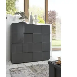 BOBOCHIC 3S. x Home Buffet 2 portes en bois DAMA laqué antrhacite brillant pas cher