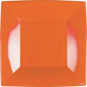 Comparateur de prix : Paquet 8 assiettes plastique rigide Carré, ORANGE grandes 29 cm