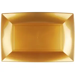 Comparateur de prix : Sachet de 3 PLATS rectangle en plastique 34,5 x 23 cm, OR