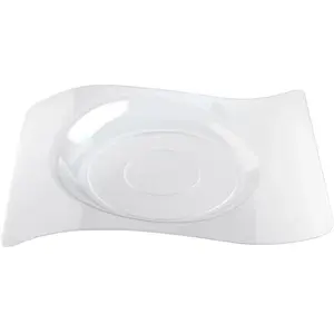 Comparateur de prix : Paquet de 6 Assiettes plastique DESIGN vague 28cm, Transparent