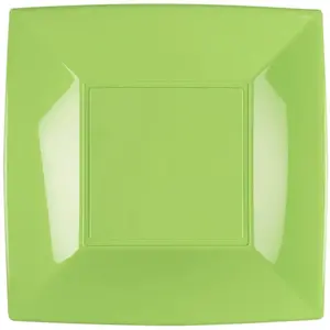 Comparateur de prix : Paquet de 8 Assiettes PLASTIQUE rigide 23 cm Carré, Vert