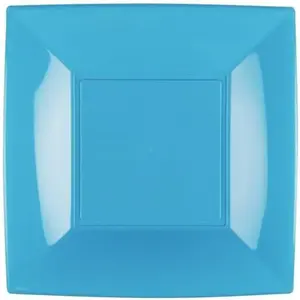 Paquet de 8 assiettes PLASTIQUE rigide Carré, TURQUOISE 23 cmVendu paravenue-des-jeux