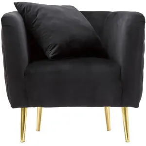 Mauro Ferretti - Fauteuil en velours Bucarest noir - 71x76x74 cm T.U