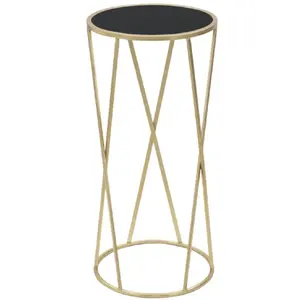 Mauro Ferretti Table ronde en métal doré Ø 35x75 cm pas cher
