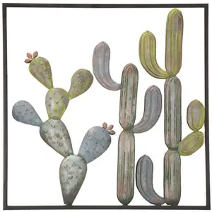 Comparateur de prix : MAURO FERRETTI Panneau décoratif 3d en métal multicolore avec cactus 50x1,3x50 cm