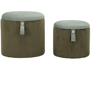 Comparateur de prix : Pouf avec récipient vert lot de 2 pcs cm ø 38x38-32x28