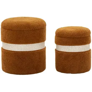 Comparateur de prix : Pouf avec récipient marron lot de 2 pcs cm ø 40x47-32x38